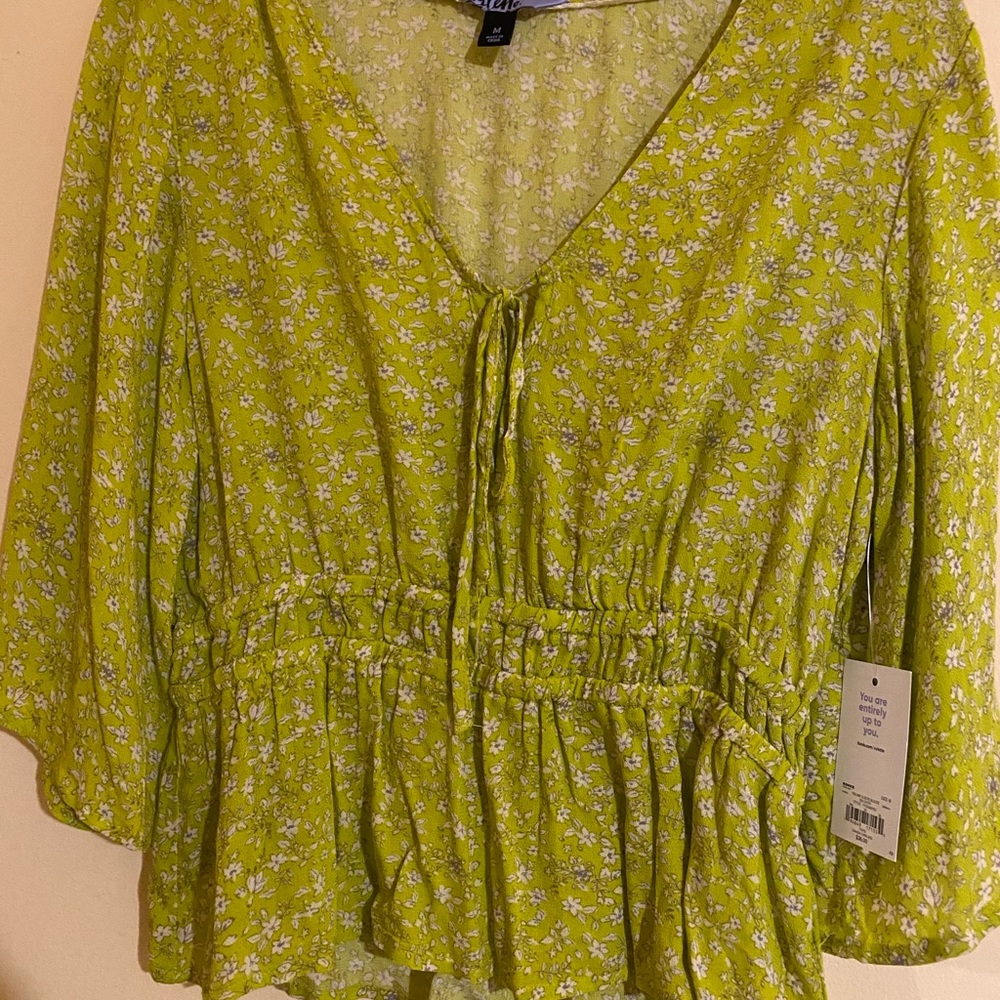 Lime green cinched blouse